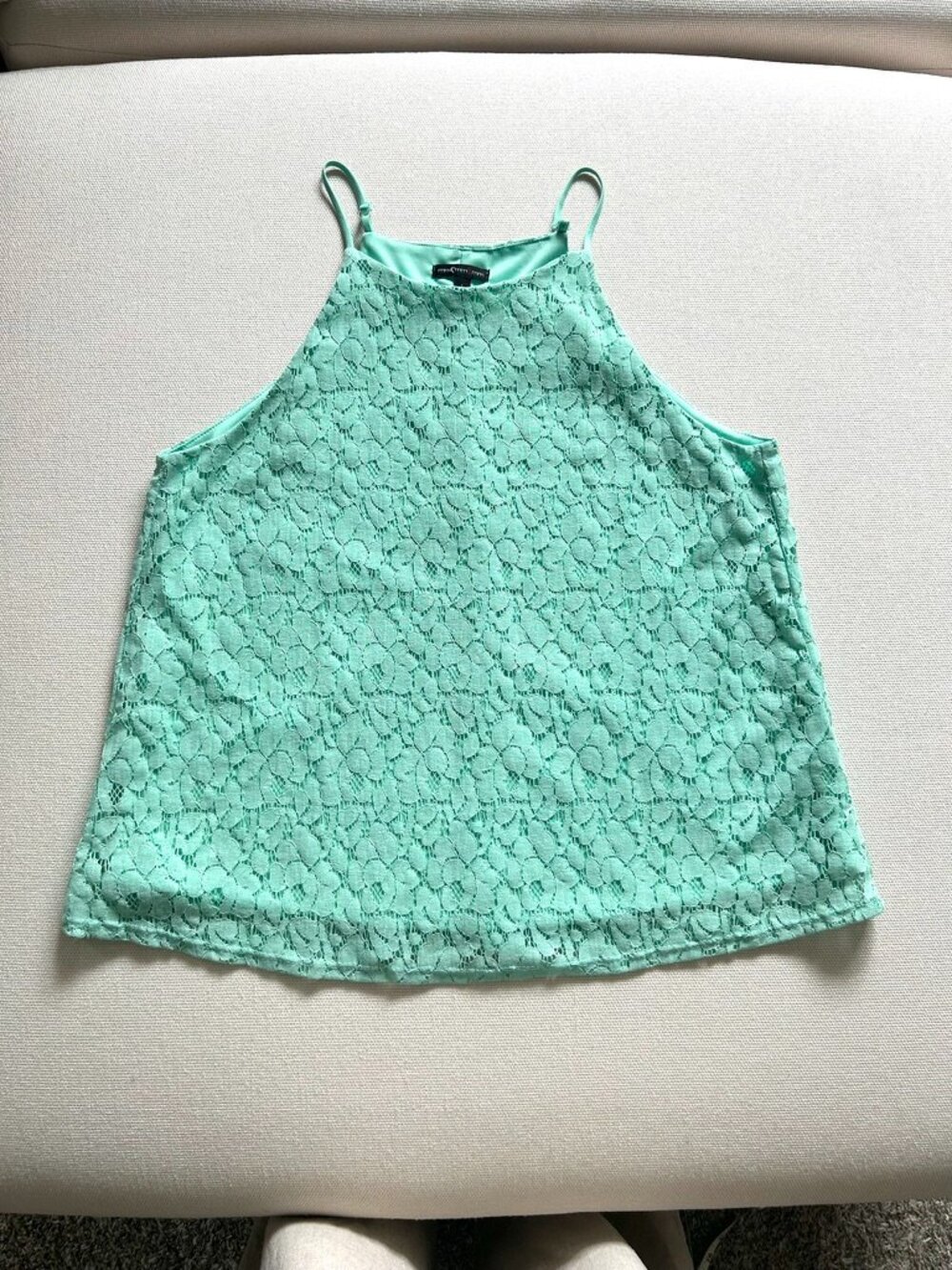 Mint Green High Neck Lace Tank Top